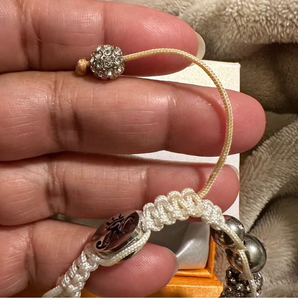 PRELOVED Joseph Nogucci Glitter Glam White Beaded Silver Glitz Bracelet - Picture 6 of 10